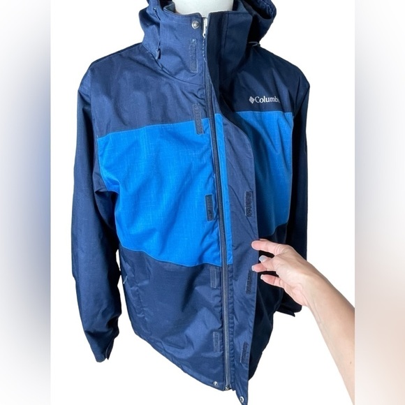 Columbia Omni-Tech Insulated Blue Jacket Zipper Snap Button Closure Size Large - Picture 7 of 16